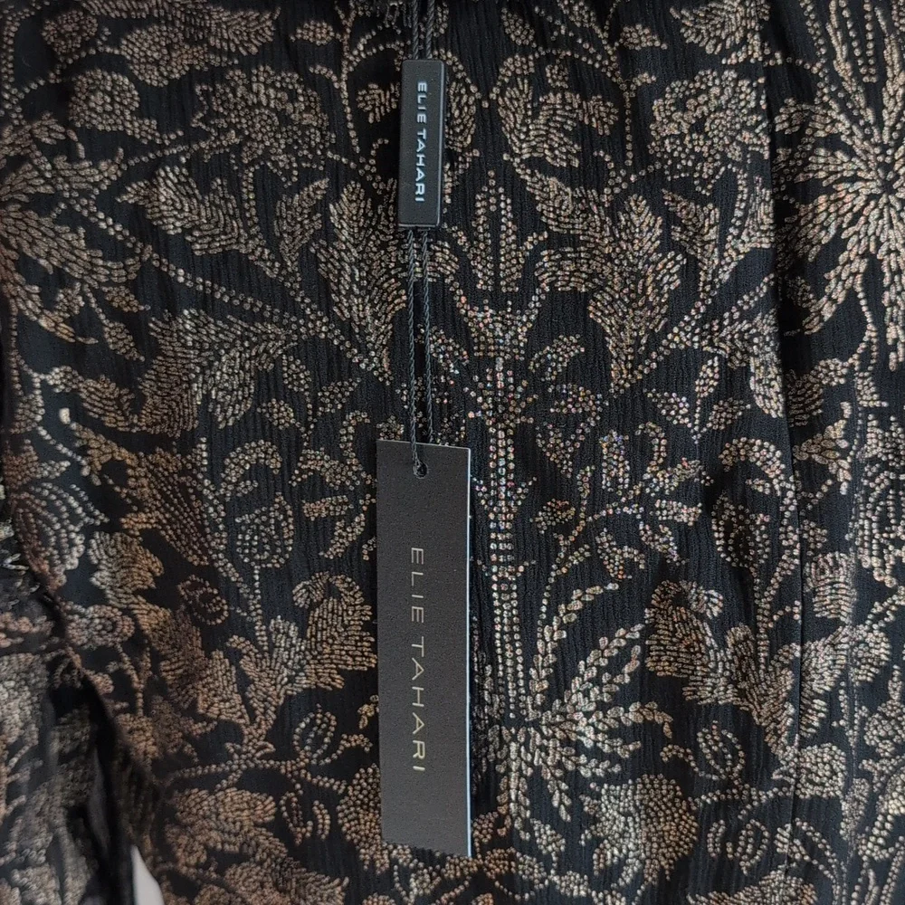 Elie Tahari Black And Gold Silk Blouse - Picture 8 of 12